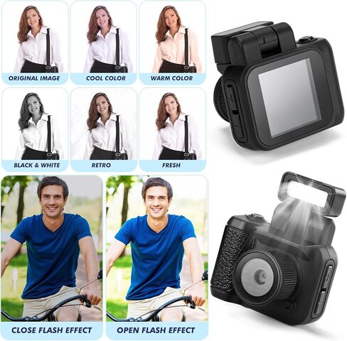 Mini Digital Camera Keychain with Flash Light 1080p Tiny Camera Mini Retro Micro Dv/Camcorder with 600 Mins Battery Portable Recorder for Valentine's Gifts Travel Study Recording(Black,32 Gb) in Saudi Arabia