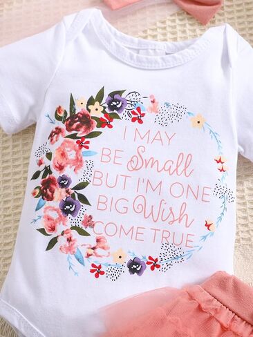 QITUDATEY Newborn Baby Girl Clothes Cute Summer Outfits Infant Short Sleeve Romper with Short Tutu Skirt + Headband Set in Kuwait