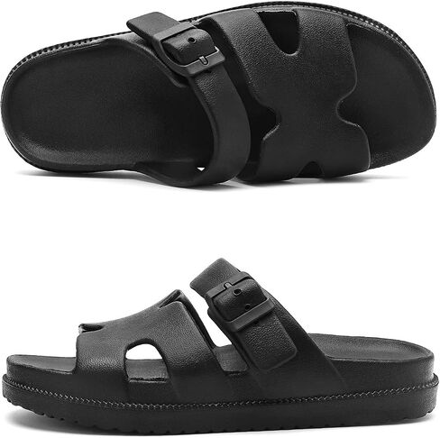 Women's Flat Sandals with Arch Support, Summer Beach Slides Adjustable Buckle, Comfort Lightweight Cushion Slip on H-Strap Sandal in Saudi Arabia