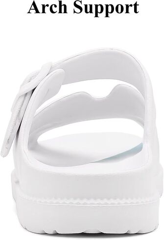 Women's Flat Sandals with Arch Support, Summer Beach Slides Adjustable Buckle, Comfort Lightweight Cushion Slip on H-Strap Sandal in Saudi Arabia