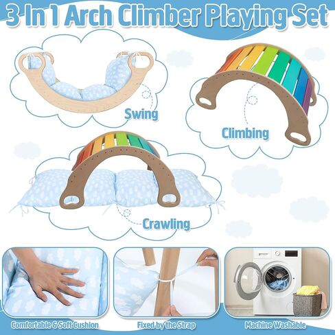 ROYALAY Cushion for Climbing Arch Rocker, Play Cushions for Kids Indoor, Toddler Nap Mat with Machine Washable Cover, Blue in Kuwait