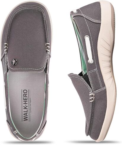 Womens Slip On Shoes - Casual Boat Loafers Shoes for Women with Arch Support - Plantar Fasciitis Canvas Sneakers for Daily Walking in Saudi Arabia
