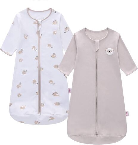 2PCS Baby Sleeping Bag, 100% Cotton Baby Wearable Blanket, Long Sleeve Sleep Sack for Infant Toddler 0-18Months in Saudi Arabia
