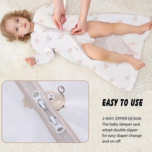 2PCS Baby Sleeping Bag, 100% Cotton Baby Wearable Blanket, Long Sleeve Sleep Sack for Infant Toddler 0-18Months in Saudi Arabia