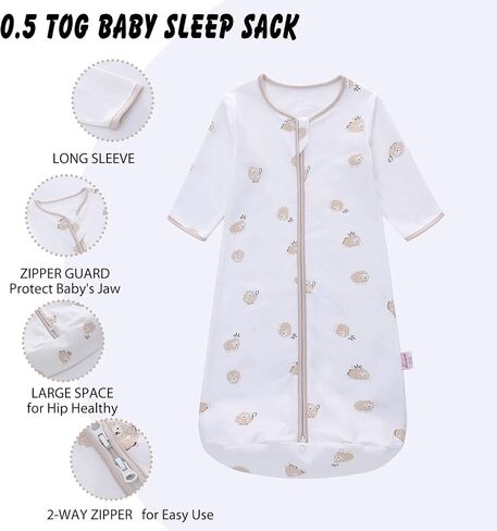 2PCS Baby Sleeping Bag, 100% Cotton Baby Wearable Blanket, Long Sleeve Sleep Sack for Infant Toddler 0-18Months in Saudi Arabia