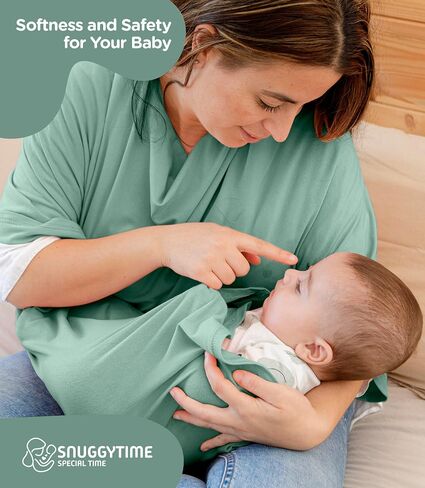 Breastfeeding Covers for Nursing Baby Privacy Nursing Cover 100% Organic Cotton Breathable Lightweight Portable Soft Comfortable Cloth Travel Infant Feeding Blanket Multiuse Fabric (Green) in Saudi Arabia