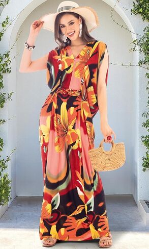 Koh Koh Womens Long v-Neck Summer Summer Sexy Grocian Grecian Flowyless Maxi Dress in Saudi Arabia