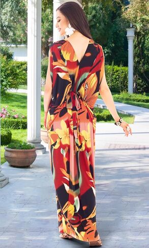 Koh Koh Womens Long v-Neck Summer Summer Sexy Grocian Grecian Flowyless Maxi Dress in Saudi Arabia