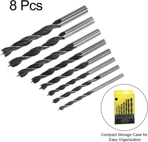 HARFINGTON 7pcs Brad Point Drill Bits 4-12mm Dia Straight Round Shank Drill Metric Brad Point 5.91 Inch Drilling Depth Spiral Twist Drill Bits for Carpenter Woodworking Plastic Rubber in Saudi Arabia