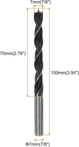 Harfington 3pcs Brad Point Drill Bits 7mm (7/8 ") DIA مستقيمة مستقيمة شانك حفر المقياس براد براد 2.76" حفر تويست دوامة الحفر للنجارين من المطاط البلاستيكي النجار in Kuwait