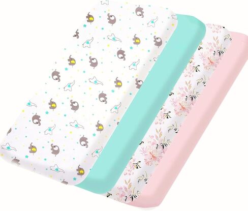 صفائح سرير صغيرة من Bimocosy ، حزمة ولعب ملاءات لطفلة Boy Boy 4 ، الحجم 38 "× 26" لمرتبة Playard ، سرير صغير محمول ، حزمة ناعمة N Play Mituets ، فراشة/أزهار/وردية/أرجواني in Kuwait