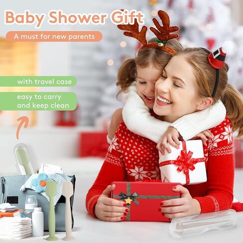 Baby Diaper Cream Spatula with Case,2 Large Diaper Spatula with 2 Travel Case 1 Gift Box,Soft Butt Paste Spatula Baby Butt Spatula,Diaper Cream Applicator Diaper Rash Spatula Brush in Kuwait