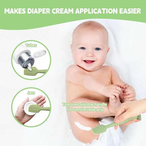 Baby Diaper Cream Spatula with Case,2 Large Diaper Spatula with 2 Travel Case 1 Gift Box,Soft Butt Paste Spatula Baby Butt Spatula,Diaper Cream Applicator Diaper Rash Spatula Brush in Kuwait