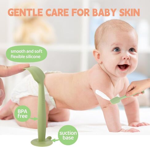Baby Diaper Cream Spatula with Case,2 Large Diaper Spatula with 2 Travel Case 1 Gift Box,Soft Butt Paste Spatula Baby Butt Spatula,Diaper Cream Applicator Diaper Rash Spatula Brush in Kuwait