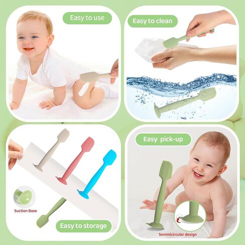 Baby Diaper Cream Spatula with Case,2 Large Diaper Spatula with 2 Travel Case 1 Gift Box,Soft Butt Paste Spatula Baby Butt Spatula,Diaper Cream Applicator Diaper Rash Spatula Brush in Kuwait