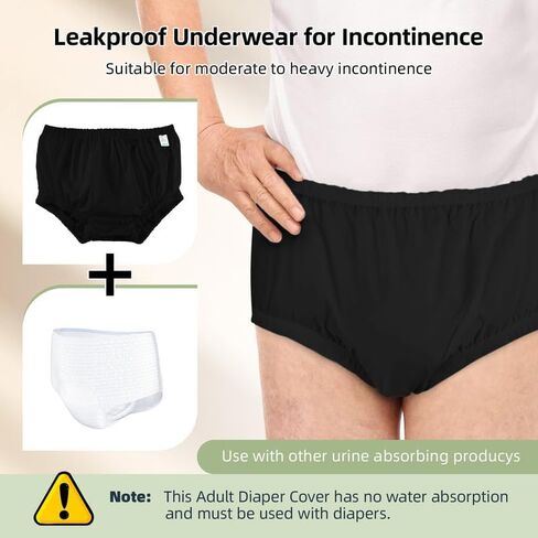 Carer Adult Diaper Cover for Incontinence Unisex,Leak-Protection,White,4XL | Pull-On Waterproof Underwear Washable,Leakproof Underwear for Incontinence Use with Diapers&Briefs,Added Leakage Protection in Saudi Arabia