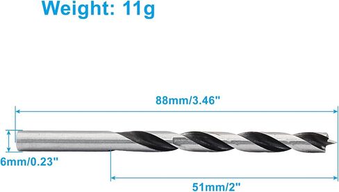 2 pcs 6mm dia x 88mm طول الحفر Brad Point ، حفر خشب الصلب من سبائك لجميع أنواع الخشب (1/4 "ضياء) in Kuwait