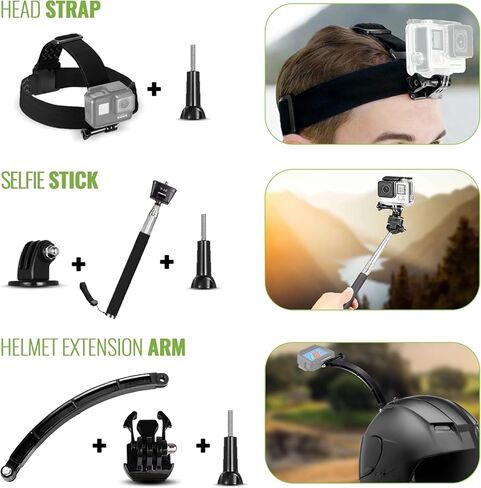 GoPro Hero (Go Pro Hero) Black Compact-كاميرا عمل مقاومة للماء مع فيديو 4K Ultra HD ، صور 12 ميجابكسل + مجموعة ملحقات 50-in-1 + 2 × 64 جيجابايت + المزيد in Kuwait