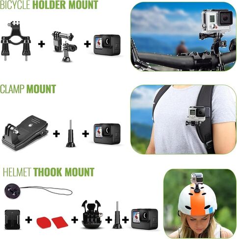 GoPro Hero (Go Pro Hero) Black Compact-كاميرا عمل مقاومة للماء مع فيديو 4K Ultra HD ، صور 12 ميجابكسل + مجموعة ملحقات 50-in-1 + 2 × 64 جيجابايت + المزيد in Kuwait