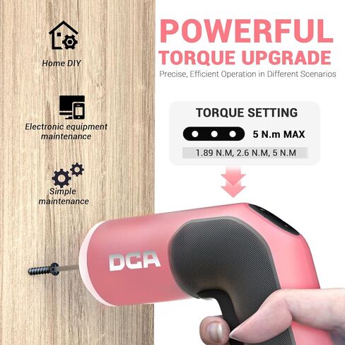 4V Electric Screwdriver Set, 5 N.m with 2000 mAh Li-ion Battery, 1/4" Magnetic Hex Chuck, USB-C Charging Cable, 18 Driver Bits for Furniture Repairs, Pink in Kuwait
