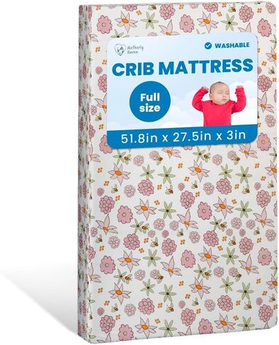 Breathable Crib Mattress, Washable High Rebound Foam for Baby Cribs, Fits Standard Toddler Beds, Full Size (51.8" L x 27.5" W x 3" H), Flower Design in Saudi Arabia