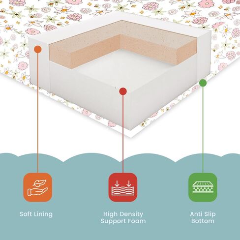 Breathable Crib Mattress, Washable High Rebound Foam for Baby Cribs, Fits Standard Toddler Beds, Full Size (51.8" L x 27.5" W x 3" H), Flower Design in Saudi Arabia