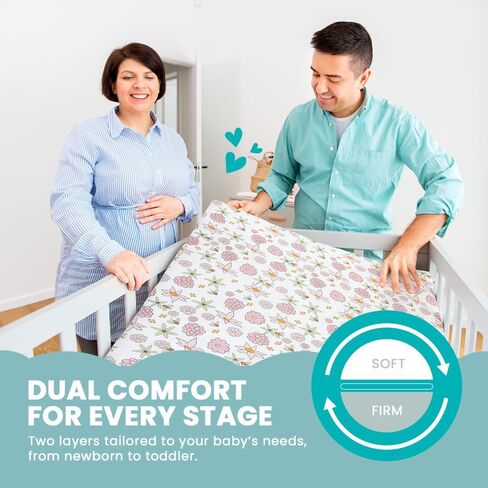 Breathable Crib Mattress, Washable High Rebound Foam for Baby Cribs, Fits Standard Toddler Beds, Full Size (51.8" L x 27.5" W x 3" H), Flower Design in Saudi Arabia