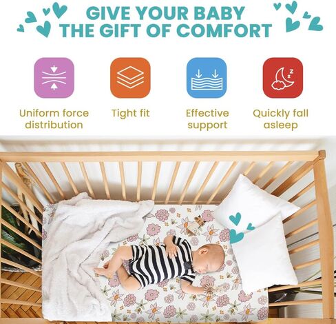 Breathable Crib Mattress, Washable High Rebound Foam for Baby Cribs, Fits Standard Toddler Beds, Full Size (51.8" L x 27.5" W x 3" H), Flower Design in Saudi Arabia
