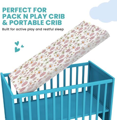 Breathable Crib Mattress, Washable High Rebound Foam for Baby Cribs, Fits Standard Toddler Beds, Full Size (51.8" L x 27.5" W x 3" H), Flower Design in Saudi Arabia