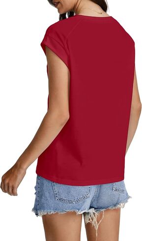 SAMPEEL Womens Tops Summer Dressy Casual Raglan Cap Sleeve T Shirts Basic Tee Shirts Trendy 2025 in Saudi Arabia