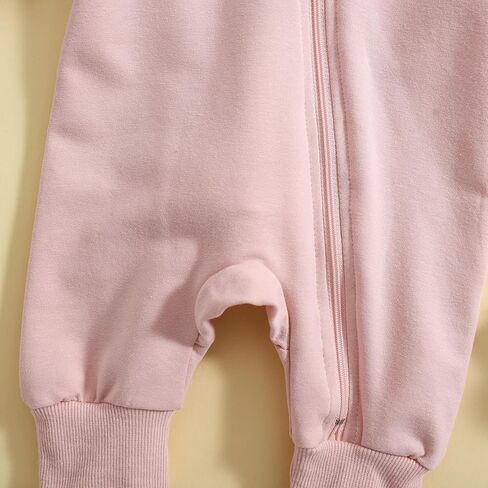 Newborn Baby Boy Easter Romper Solid Color Bunny Ears Hooded Zipper Jumpsuit My First Easter Outfit in Kuwait