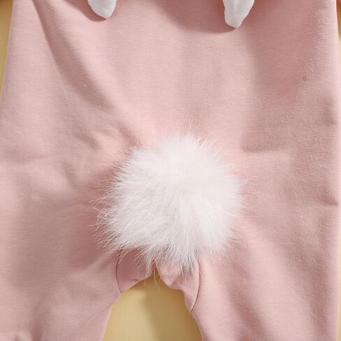 Newborn Baby Boy Easter Romper Solid Color Bunny Ears Hooded Zipper Jumpsuit My First Easter Outfit in Kuwait