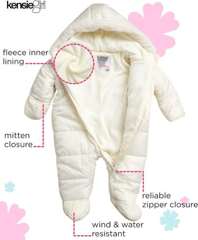 Baby Girls' Pram Jumpsuit - Quilted Polar Fleece Lined Snowsuit Coveralls (0-9M) in Saudi Arabia