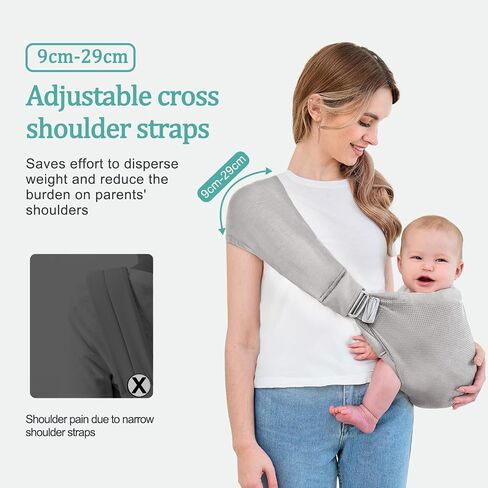 Baby Sling Carrier,Baby Carrier Newborn to Toddler,Toddler Carrier,Portable Lightweight & Spreadable Shoulder Straps (Dark Grey) in Saudi Arabia