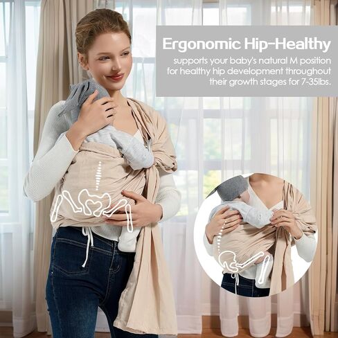 Baby Ring Sling Baby Carrier Newborn to Toddler, Ring Baby Carrier Sling, Toddler Carrier Toddler Sling, Baby Wraps Carriers, Baby Sling Carriers, Cream in Kuwait