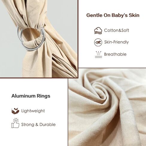 Baby Ring Sling Baby Carrier Newborn to Toddler, Ring Baby Carrier Sling, Toddler Carrier Toddler Sling, Baby Wraps Carriers, Baby Sling Carriers, Cream in Kuwait