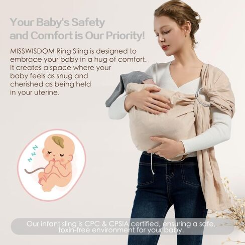 Baby Ring Sling Baby Carrier Newborn to Toddler, Ring Baby Carrier Sling, Toddler Carrier Toddler Sling, Baby Wraps Carriers, Baby Sling Carriers, Cream in Kuwait