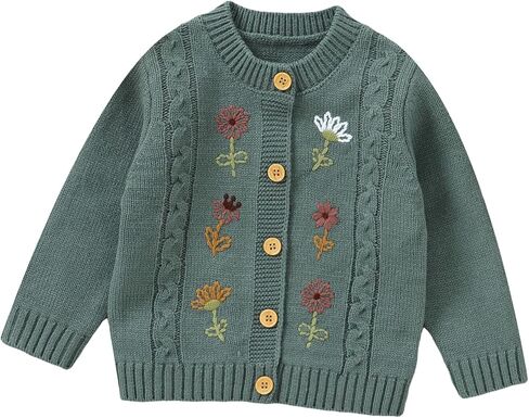 DovFanny Baby Sweater Cardigan Knit Toddler Long Sleeve Coat Embroidered Flower Cardigan for Baby Girl Boy in Saudi Arabia