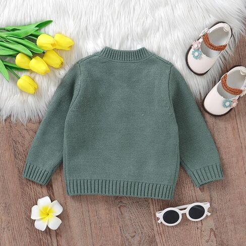 DovFanny Baby Sweater Cardigan Knit Toddler Long Sleeve Coat Embroidered Flower Cardigan for Baby Girl Boy in Saudi Arabia