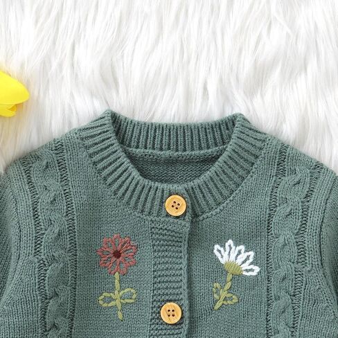 DovFanny Baby Sweater Cardigan Knit Toddler Long Sleeve Coat Embroidered Flower Cardigan for Baby Girl Boy in Saudi Arabia