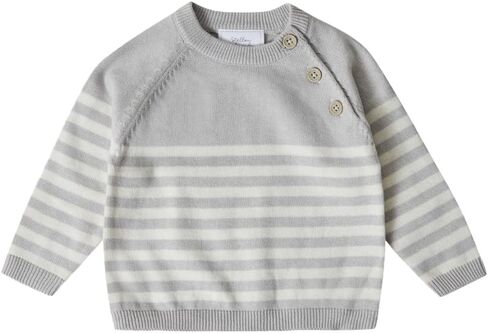 Stellou & friends 100% Cotton Knit Long Sleeve Sweater- Striped Baby Pullover for Toddlers, Boys, Girls- Unisex (0-4 Yrs) in Saudi Arabia