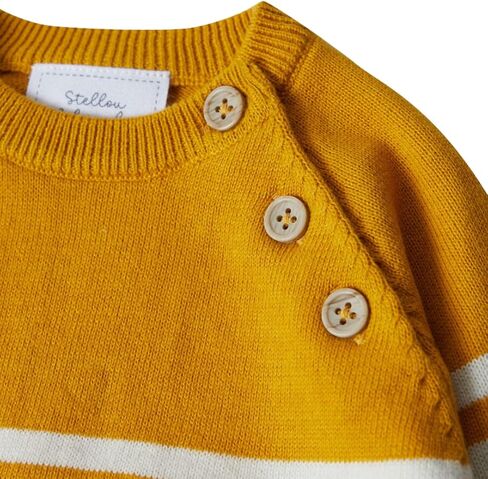 Stellou & friends 100% Cotton Knit Long Sleeve Sweater- Striped Baby Pullover for Toddlers, Boys, Girls- Unisex (0-4 Yrs) in Saudi Arabia