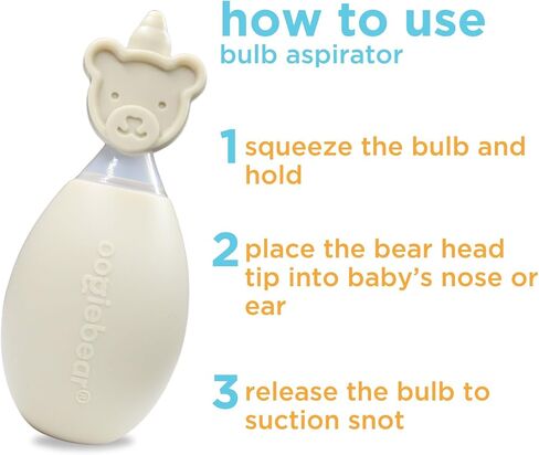 Oogiebear Bearpair Silicone Bulb Baby Nasal Formorator and Ear & Doste محقنة ، تمتص Snot بأمان وتزيل المخاط ، قابل للتنظيف وقابل لإعادة الاستخدام ، رمادي in Kuwait