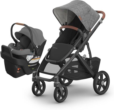 نظام سفر Uppababy - Combo Combo Lightweight Lightweight Lightweight - مقعد صغير ، درع المطر ، درع الأخطاء ، مقعد السيارة ، قاعدة مع Load Leg + Infant Isert - Greyson (Charcoal Mélange) in Kuwait