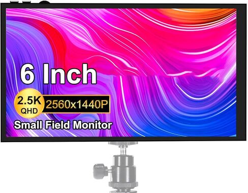 6 inch Small HDMI Monitor Portable 2560x1440 IPS, Camera Video Field Monitor with 1/4 Screw Hole 4K HDMI Input Hot Shoe Mount for PC/TV/DVD/Raspberry PI/Camera/Gaming Build in Speakers&Earphone Jack in Saudi Arabia
