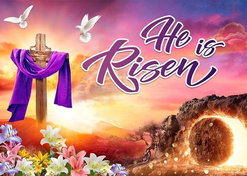 Ltlyh 7x5ft Easter Backdrop Backdrop He is Risen Banner Background Areprection Background for عيد الفصح الاحتفال بالاحتفال بافتات صور لافتة للمنزل 261 in Kuwait