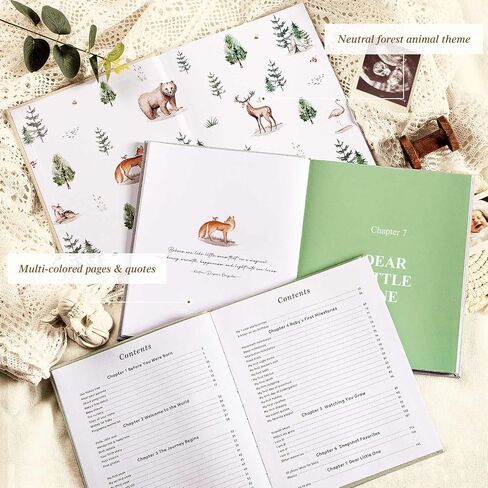 Lanpn Baby Memory Book - Linen Baby Book Journal Memories Keepsake - The Story of You - Newborn Baby First 5 Year Scrapbook Photo Book Milestone Album for Boy Girl New Parents (Sage Green, 154 Pages) in Saudi Arabia