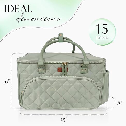 Diaper Bag Tote with Dividers, Zipper, Top Cover and Strap, Larger Size with insulated storage bag - Green in Saudi Arabia