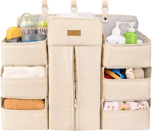Bebamour Baby Diaper Caddy Organizer for Changing Table and Crib Diaper Stacker Nursery Organizers for Baby Essentials Diaper Organizer for Crib(Khaki) in Saudi Arabia
