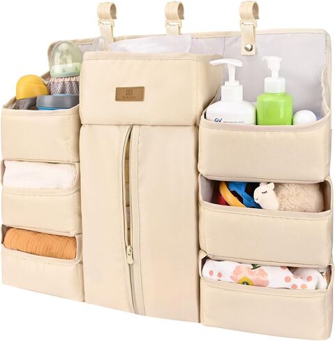 Bebamour Baby Diaper Caddy Organizer for Changing Table and Crib Diaper Stacker Nursery Organizers for Baby Essentials Diaper Organizer for Crib(Khaki) in Saudi Arabia